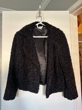 SELF LOVE Black Bouclé Cropped Jacket – Size Small